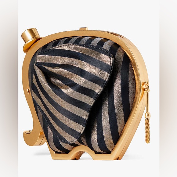 Kate Spade Ellie Striped 3d Elephant Metallic Clutch - Picture 3 of 10